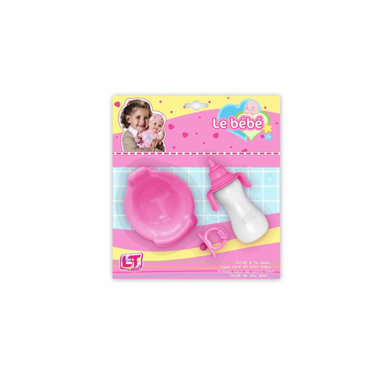 Blister biberón orinal et tétine pour poupées