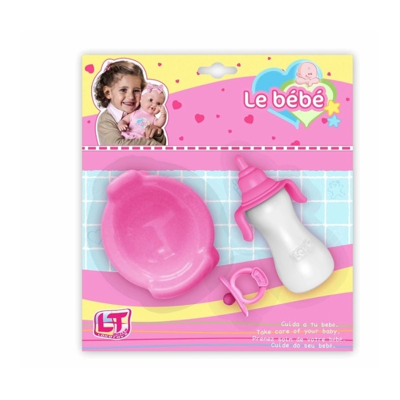 Blister biberón orinal et tétine pour poupées