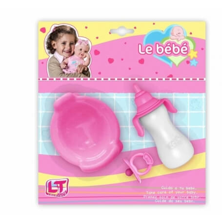 Blister biberón orinal et tétine pour poupées