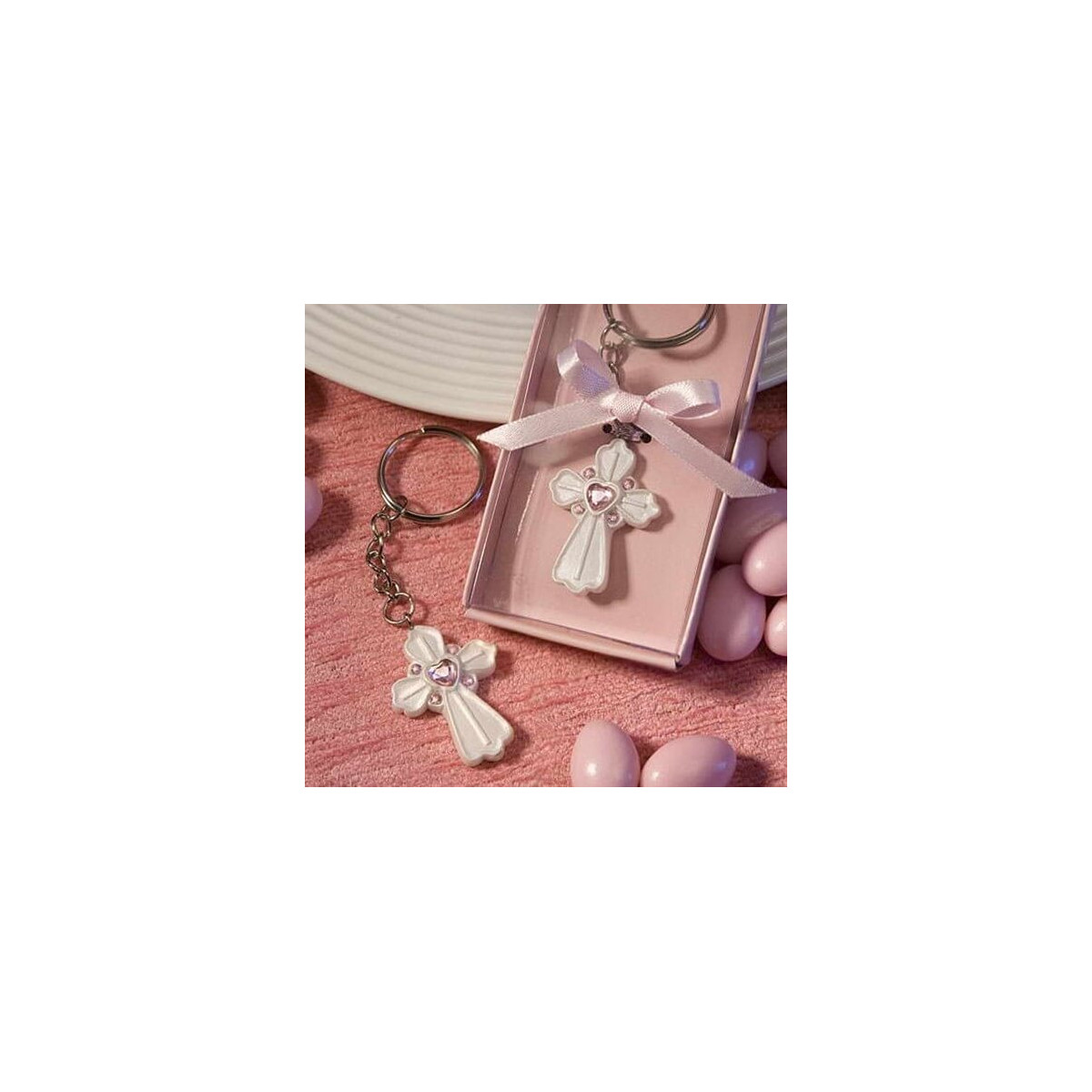 Porte-clés croix pour communion