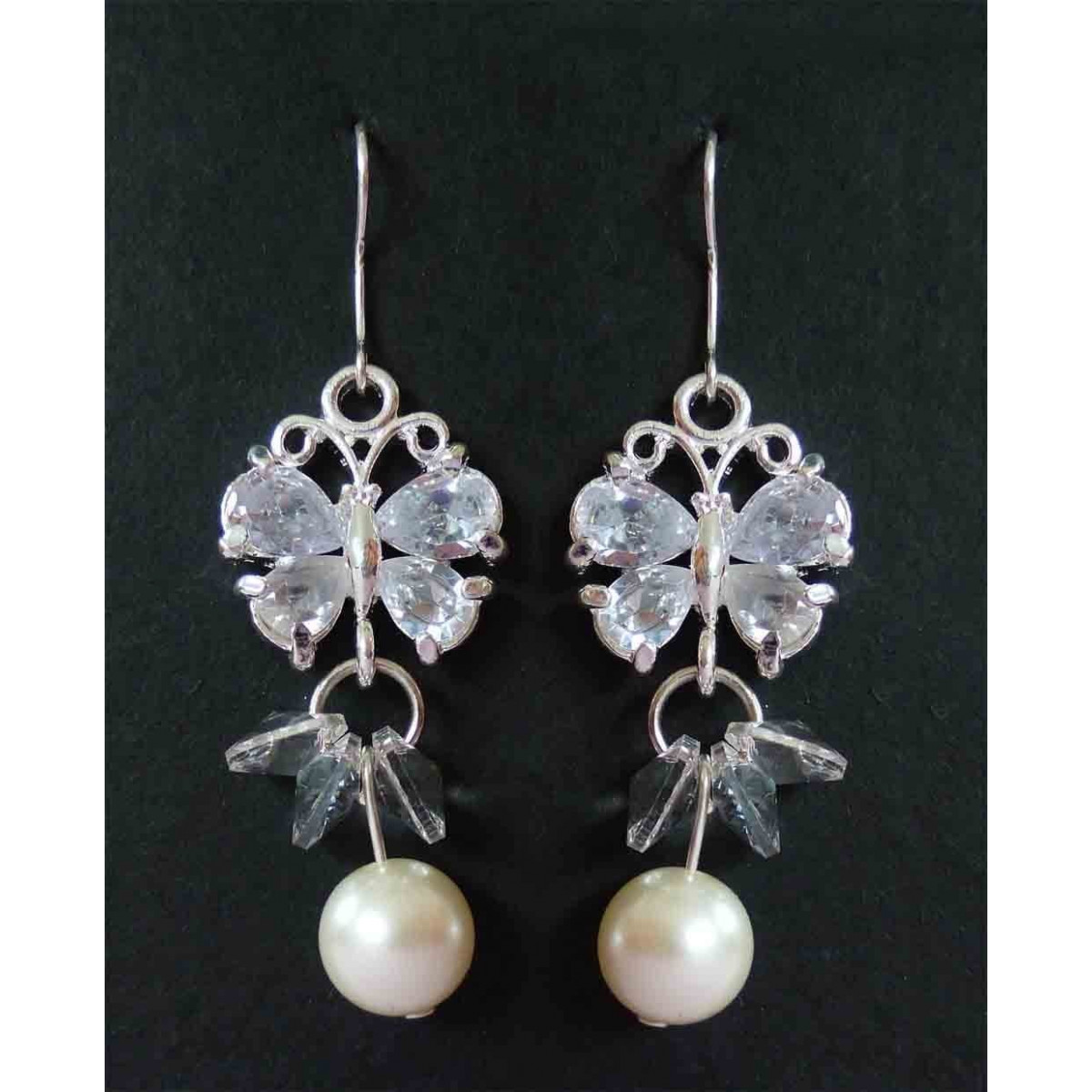 Boucles d'oreilles de mariée perle papillon