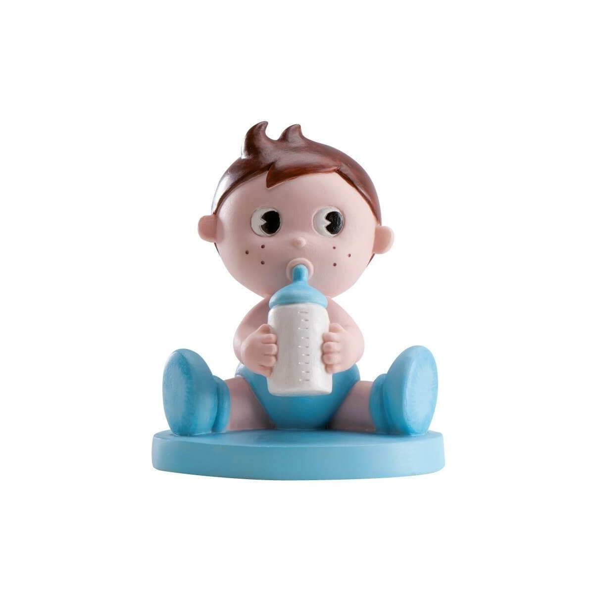 Figurine de gâteau bébé avec biberon pour baptême pas cher