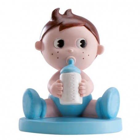 Figurine de gâteau bébé avec biberon pour baptême pas cher