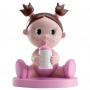 Figurine de gâteau baptême fille avec biberon pas cher