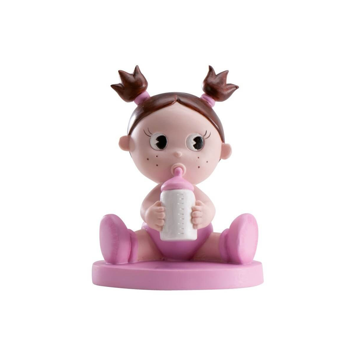 Figurine de gâteau baptême fille avec biberon pas cher