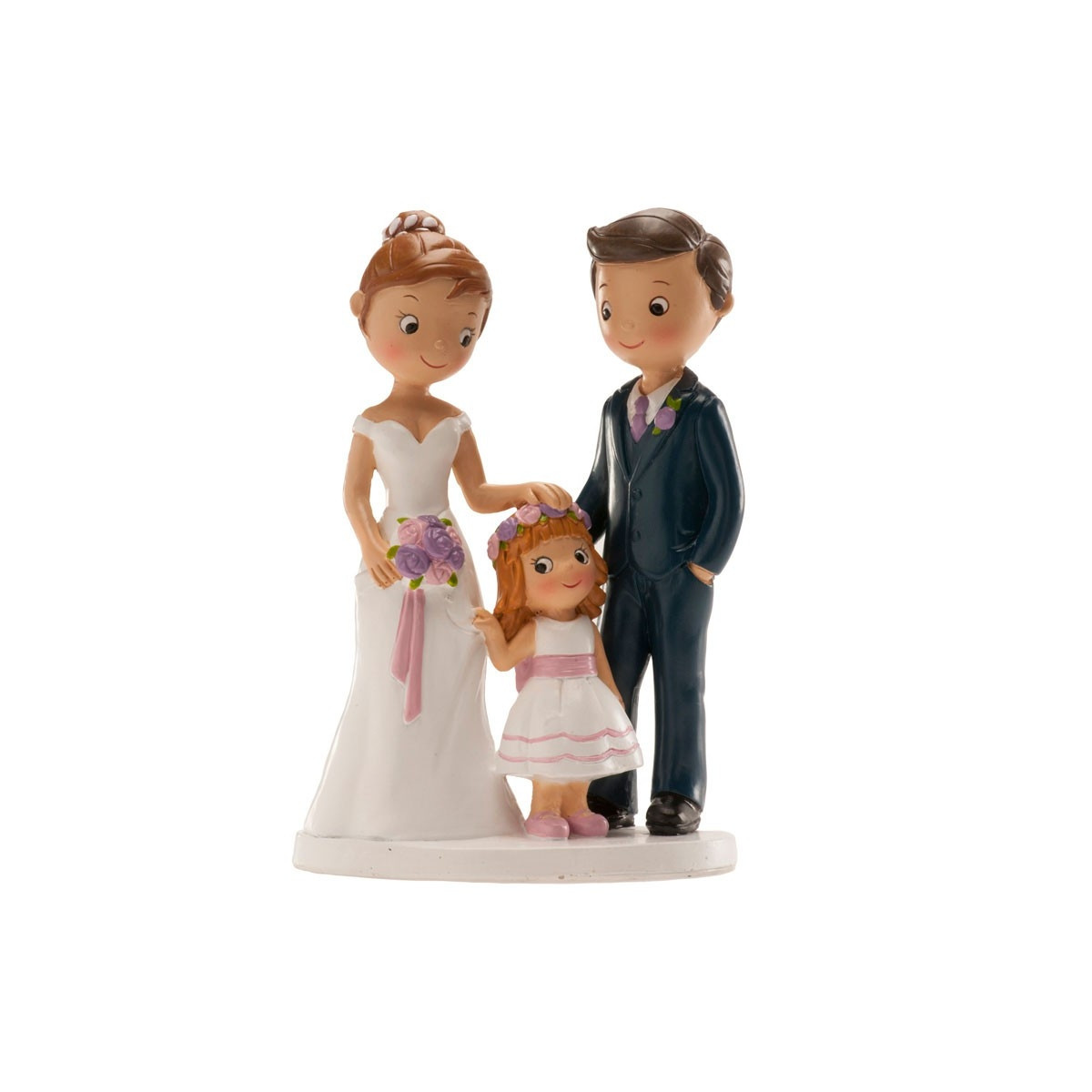 Figurine de mariés avec une fille pour un gâteau de mariage