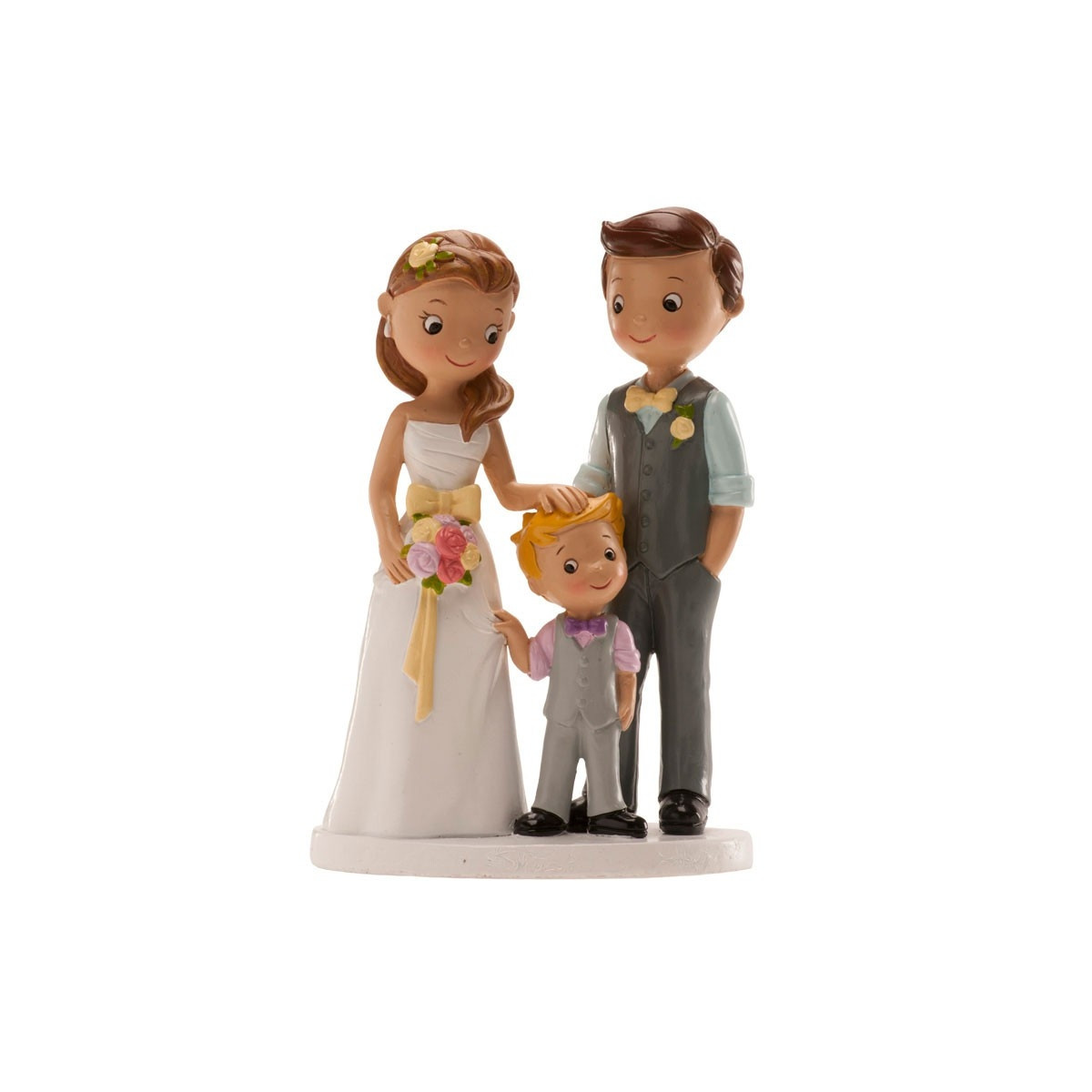 Figuras mariés avec enfant pour gâteau de mariage