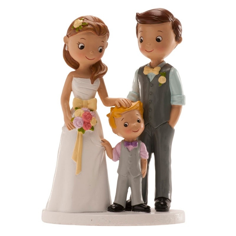 Figuras mariés avec enfant pour gâteau de mariage