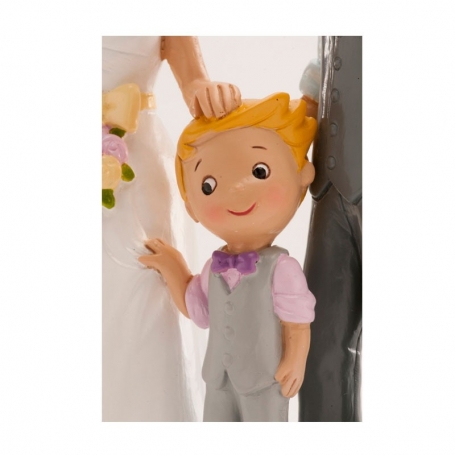 Figuras mariés avec enfant pour gâteau de mariage