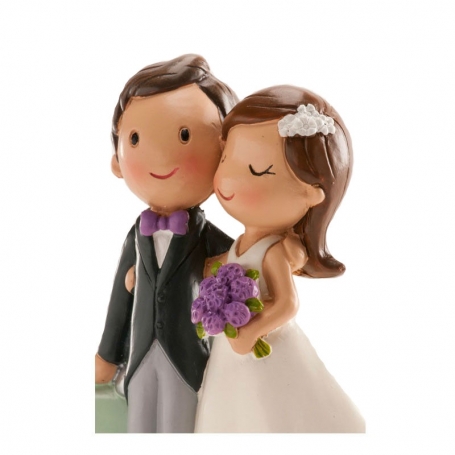 Figurine mariés voiture pour gâteau de mariage
