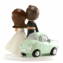 Figurine mariés voiture pour gâteau de mariage