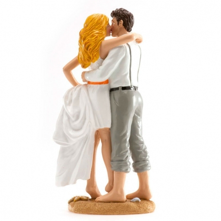 Figurine mariés plage pour gâteau de mariage