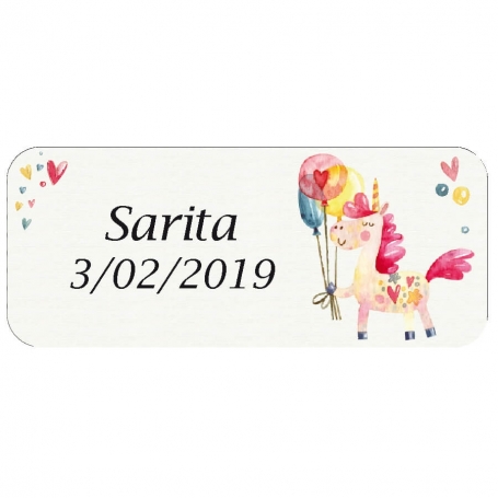 Etiquette Anniversaire Licorne