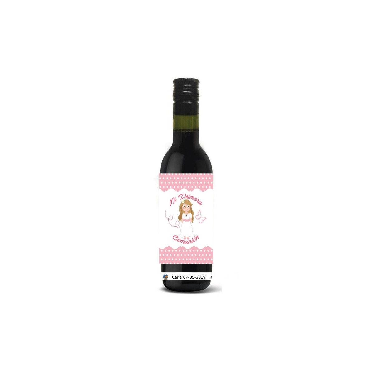 Bouteille de vin détails communion personnalisée