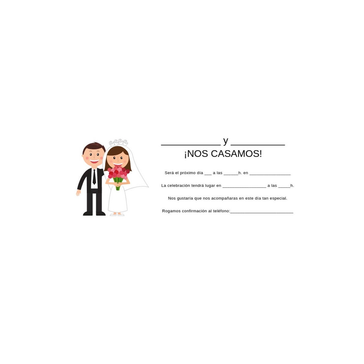 Invitations de mariage à remplir