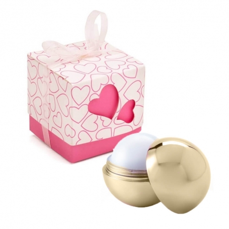 Cadeau brillant à lèvres sphère dans une boîte