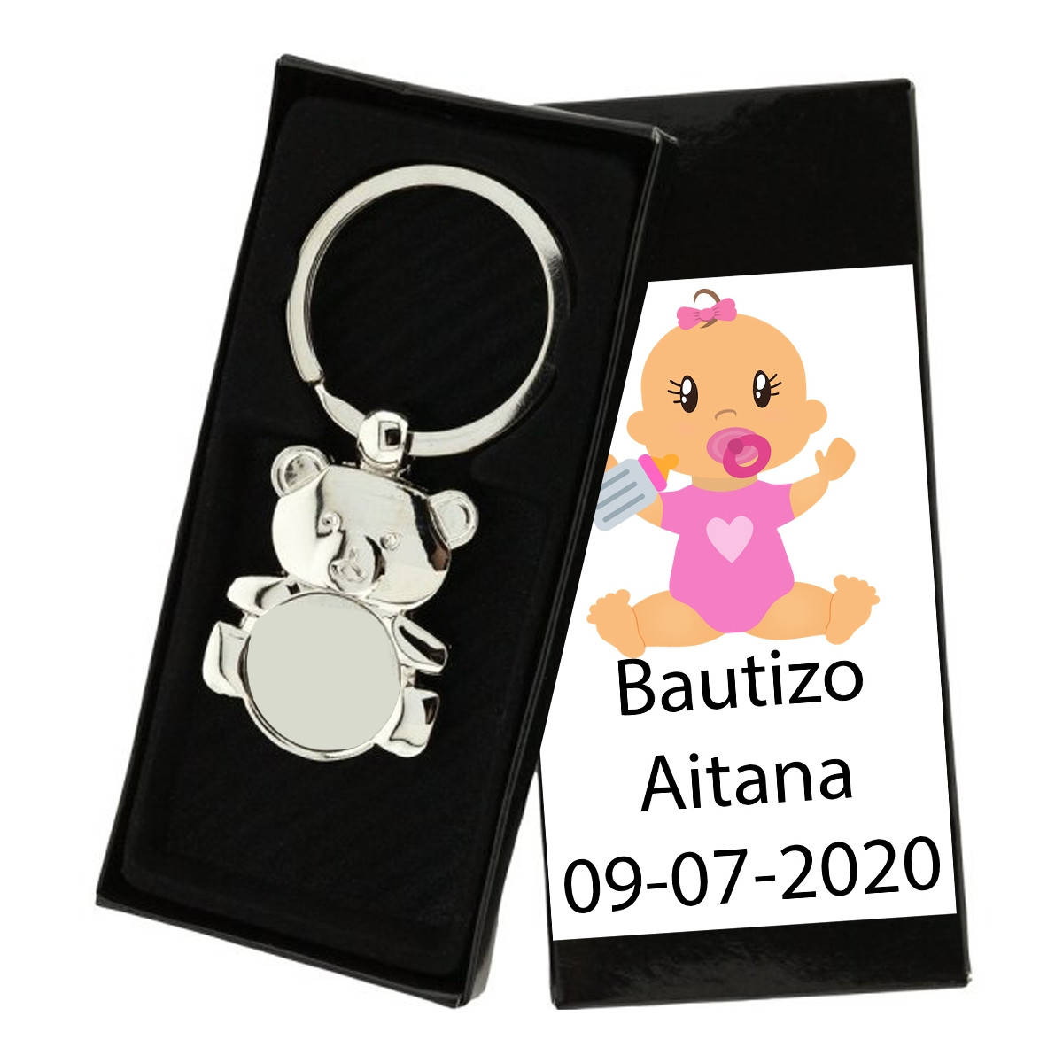 Porte-clé baptême ourson personnalisé
