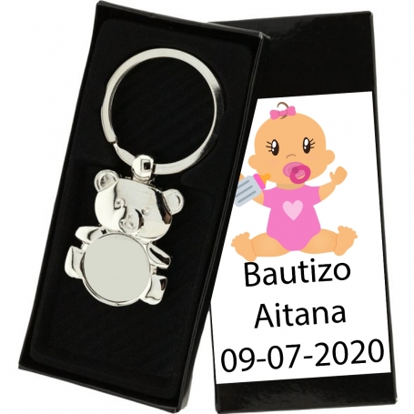 Porte-clé baptême ourson personnalisé