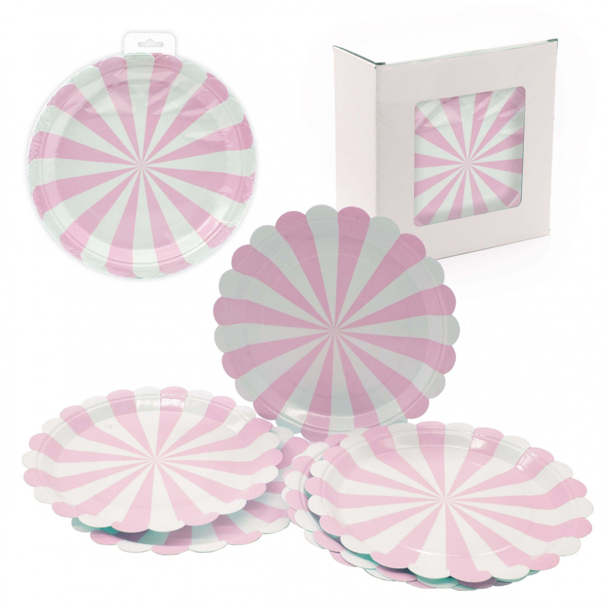 Pack assiette jetable rose