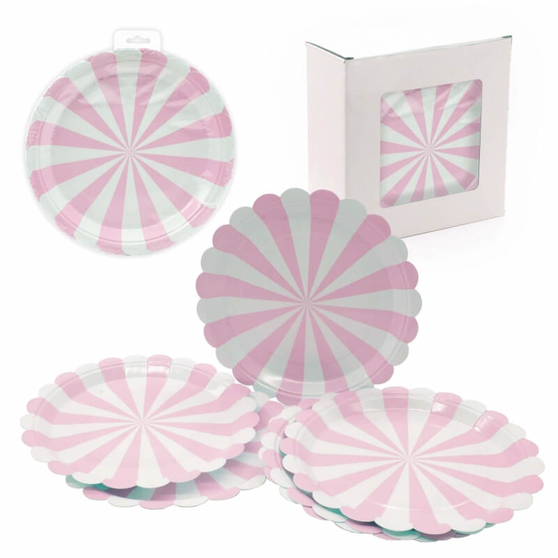 Pack assiette jetable rose