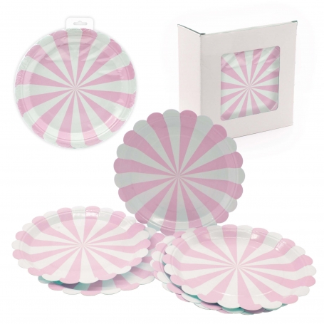Pack assiette jetable rose