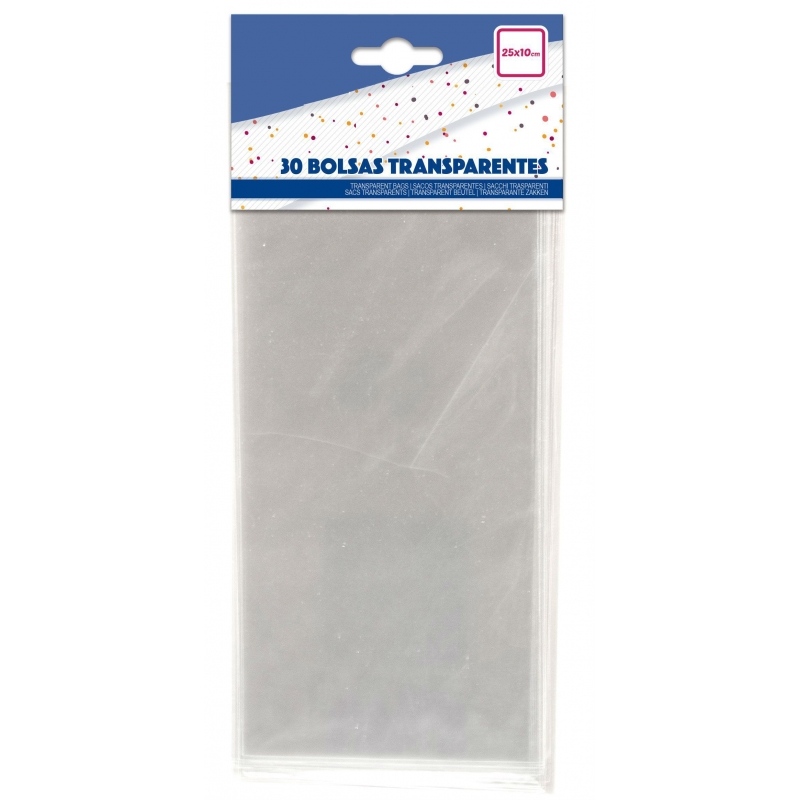 Bolsas Transparentes 25x10cm Pack de 30 unités