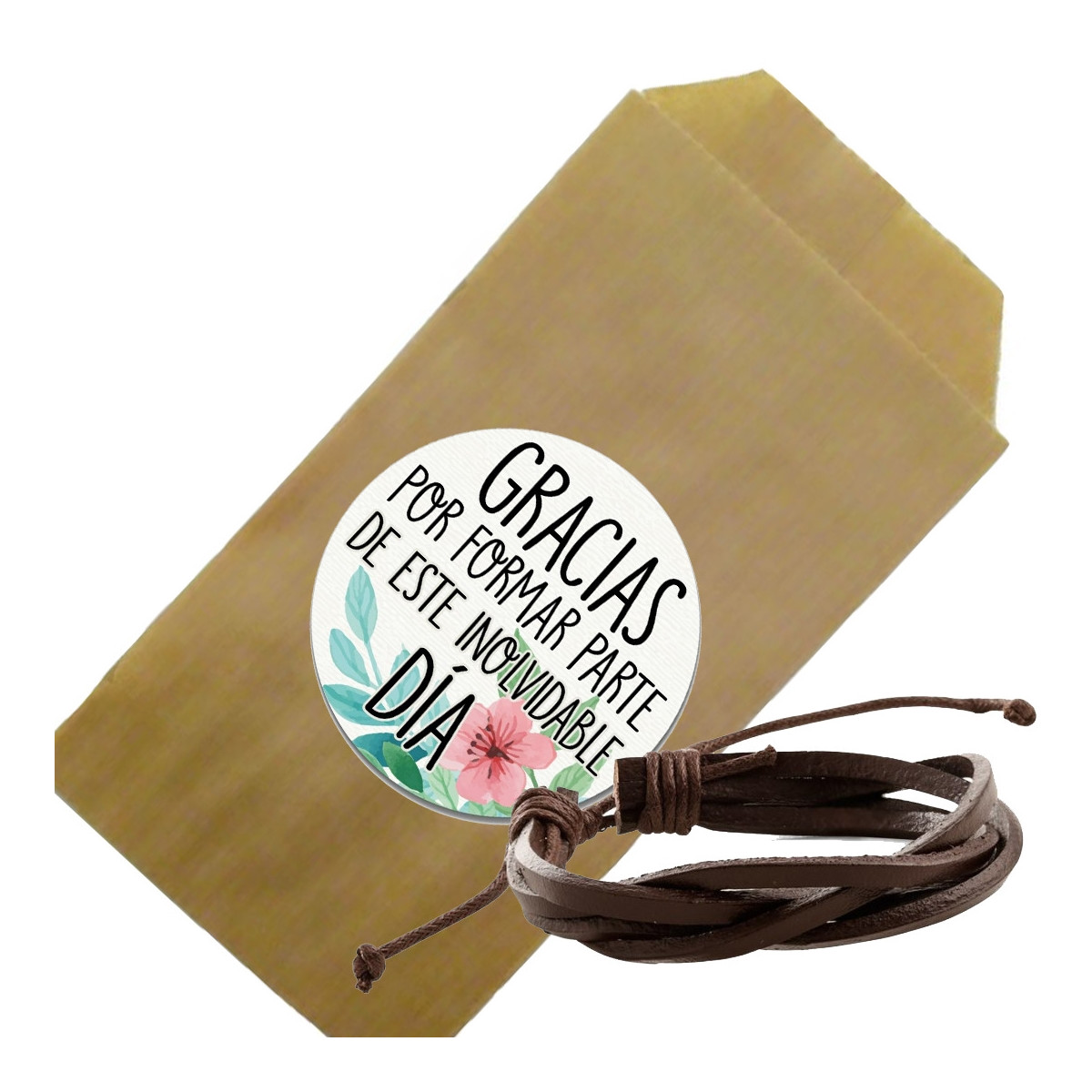 Bracelet homme dans une enveloppe kraft avec dédicace