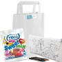 Étui à colorier et bonbons dans un sac personnalisé avec autocollant enfantin