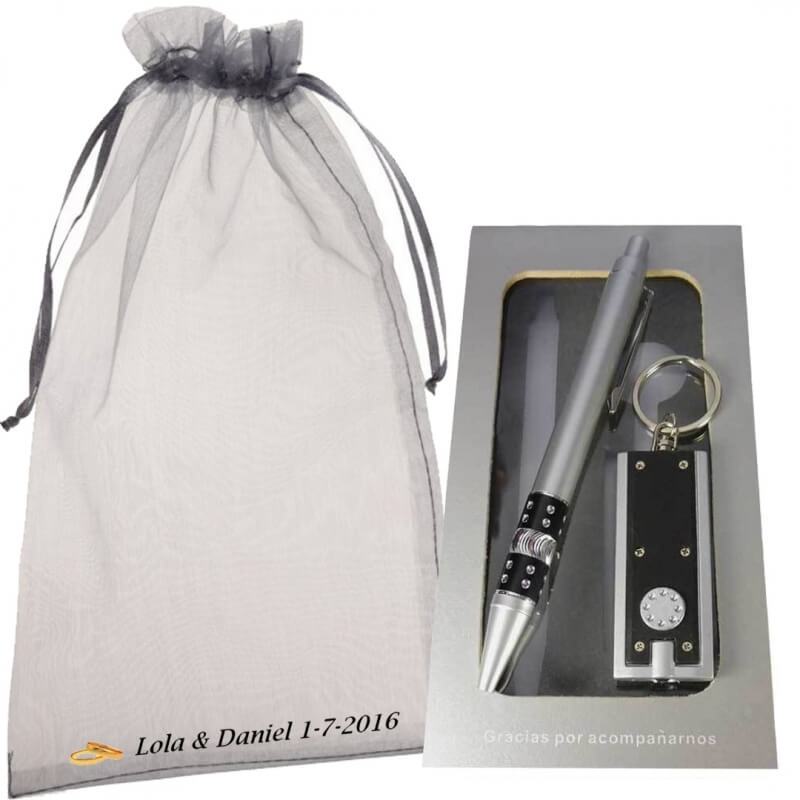 Porte-clés et lampe de poche détails de mariage personnalisés