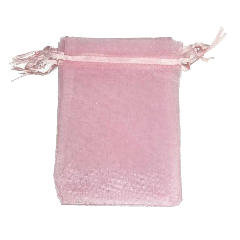 Sac en organza rose clair 7 x 10