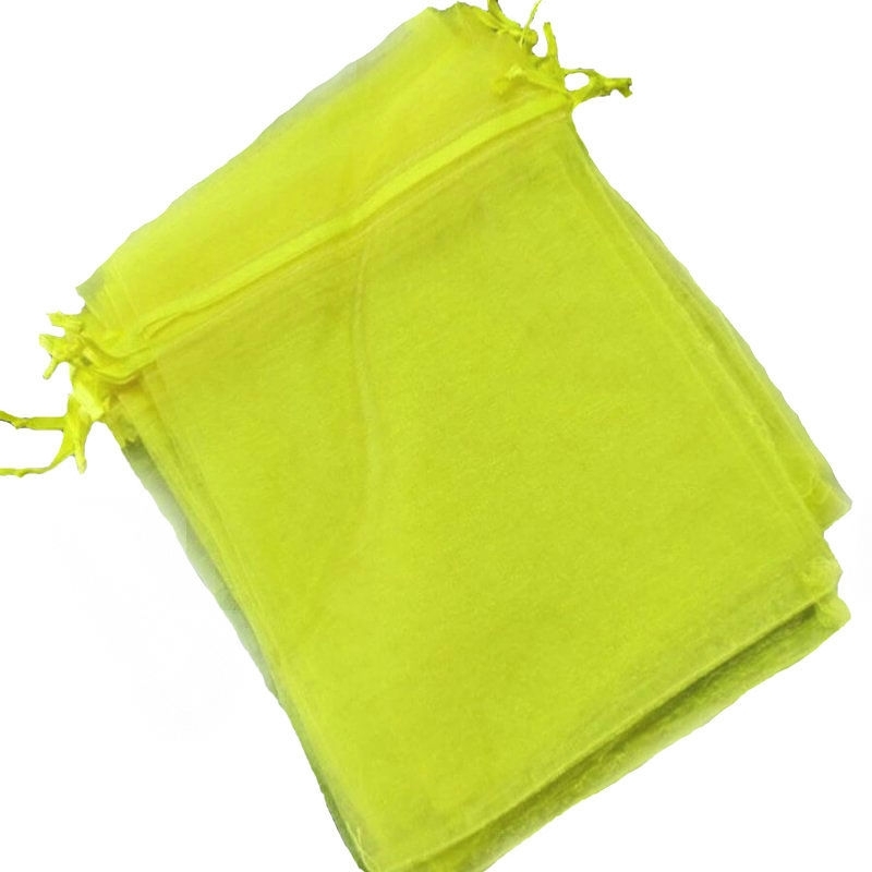 Decoration cadeau sachet organza jaune