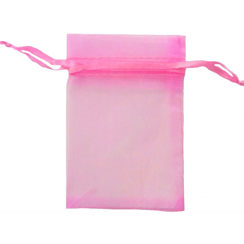 Sac en organza rose chewing-gum 7 x 10