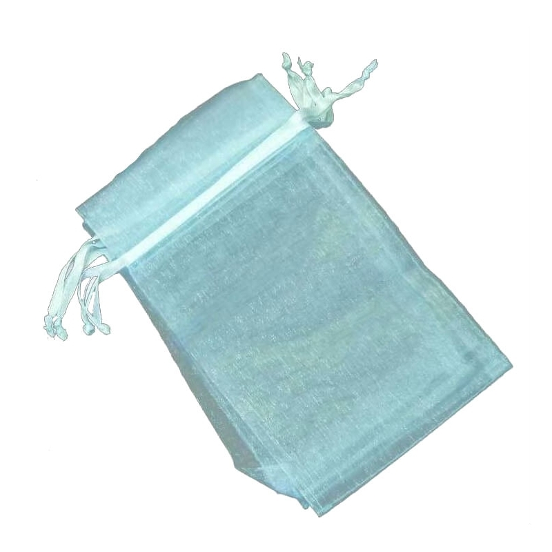 Sac en organza bleu clair 7 x 10