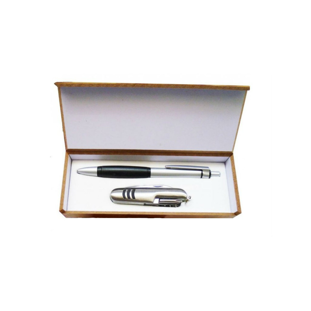 Couteau et stylo dans une boîte en bois pour hommes