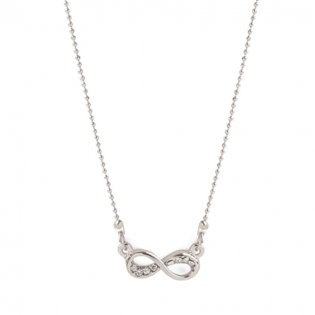Pendentif infini dans une boîte personnalisée avec noms et date et autocollant de mariage