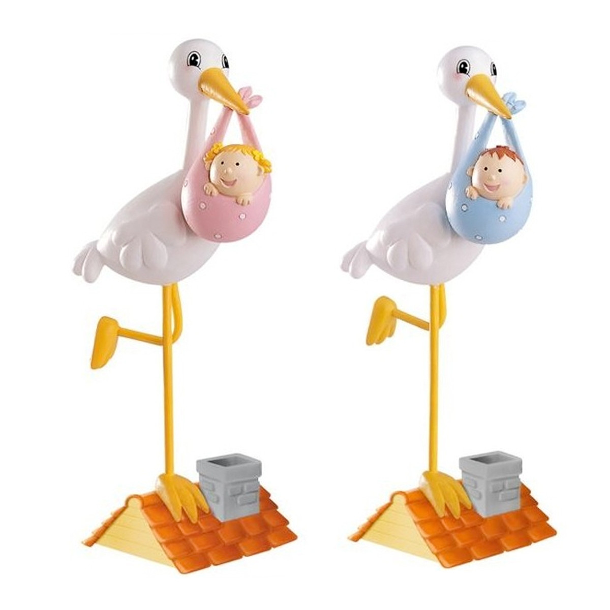 Figurine cigogne bébé pour gâteau de baptême