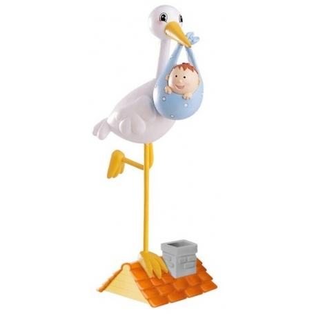Figurine cigogne bébé pour gâteau de baptême