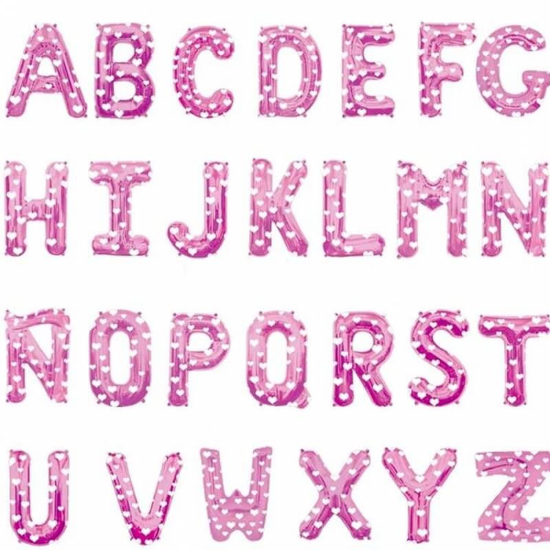 Globos roses en lettres