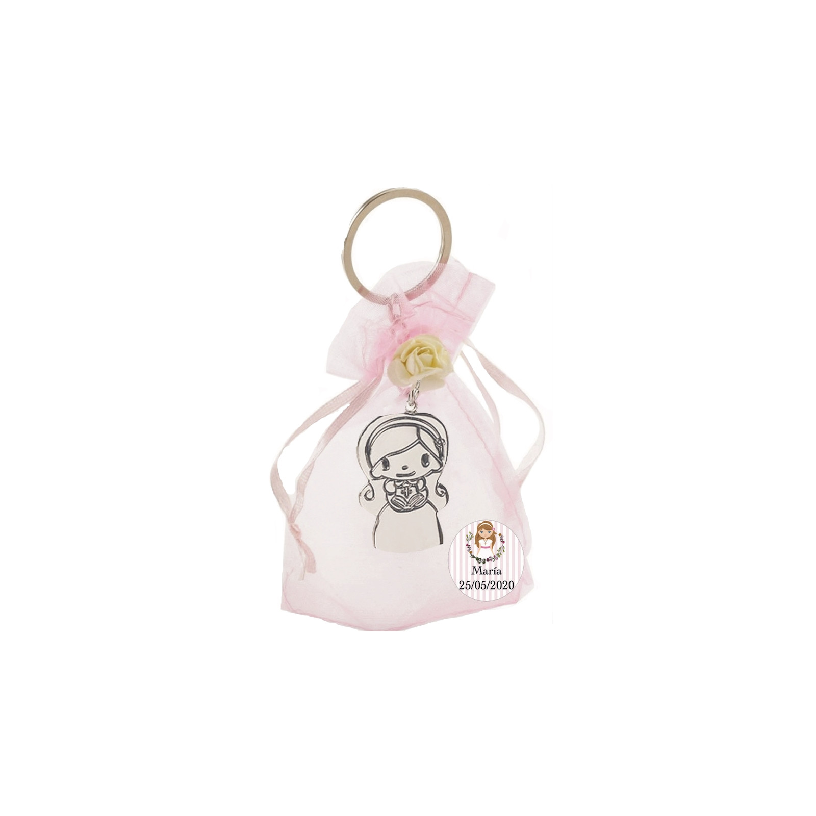 Détails de communion porte-clés fille personnalisé