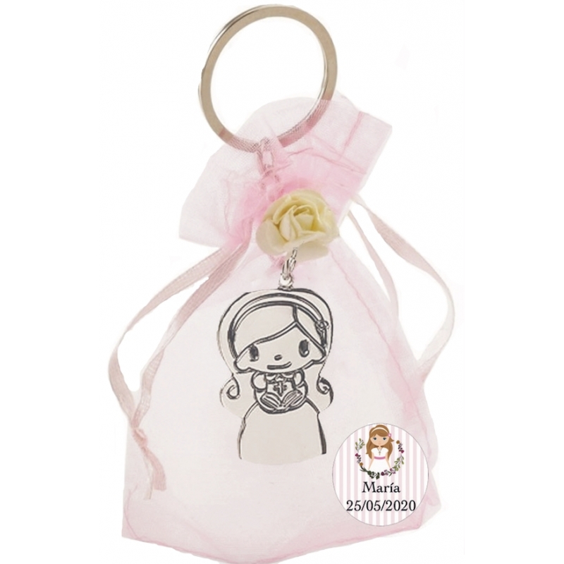 Détails de communion porte-clés fille personnalisé