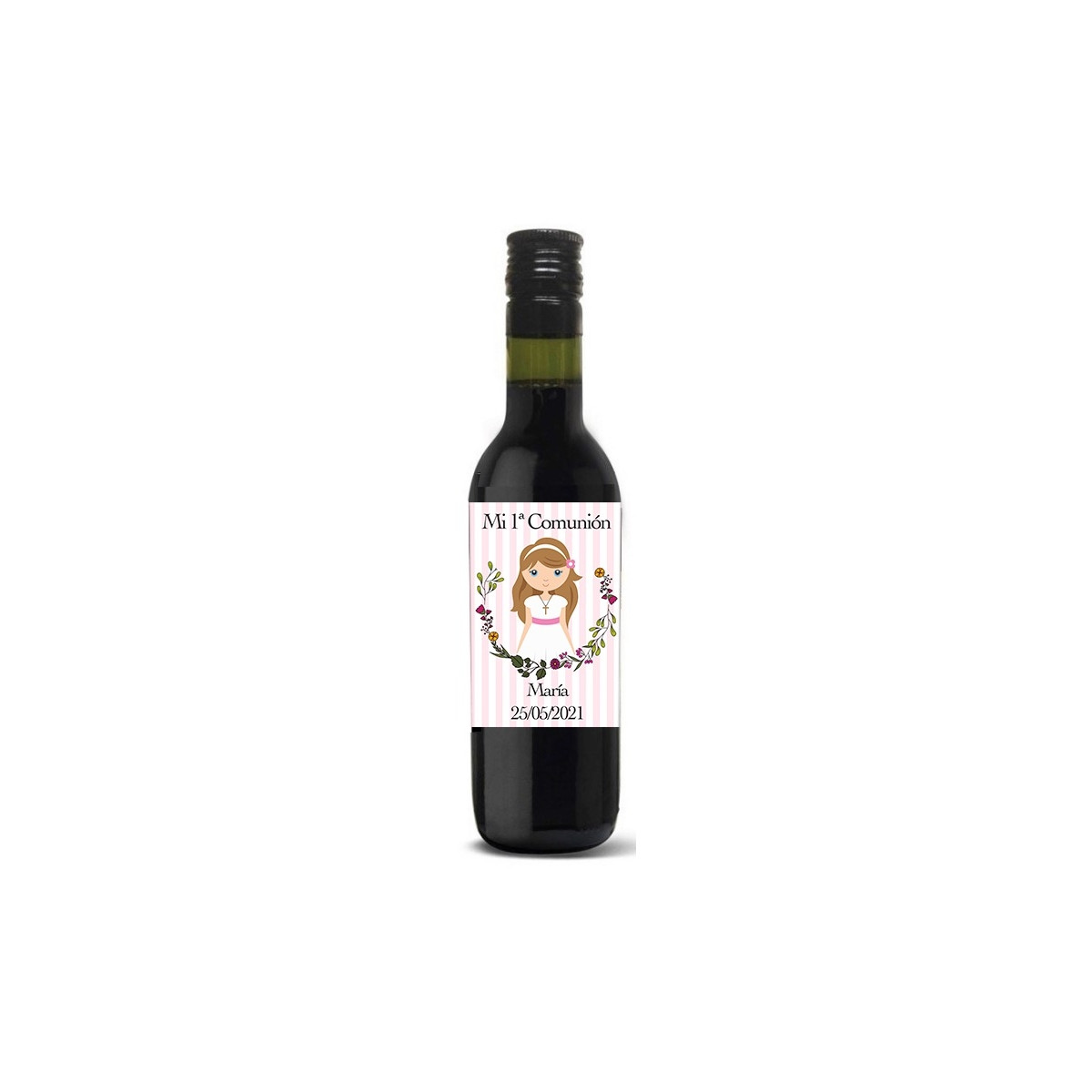 Détails invités bouteilles de communion de vin rouge personnalisé