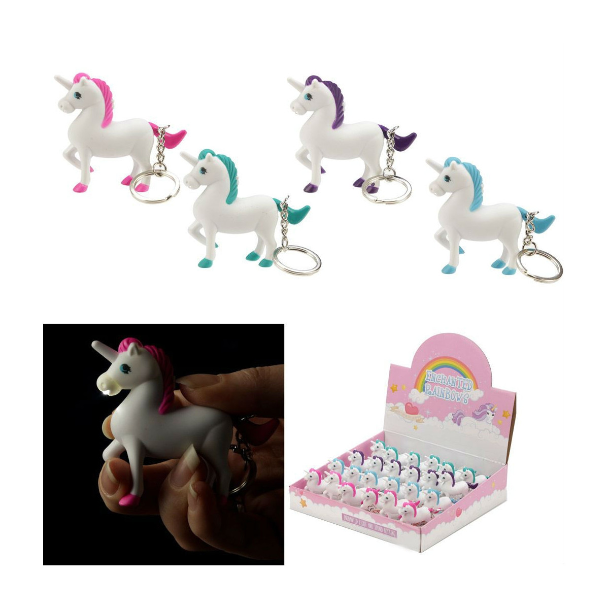 Porte-clés licorne avec LED