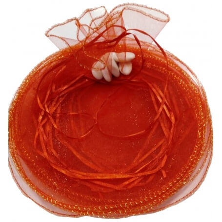 Sac organza rouge mariage pour riz petale