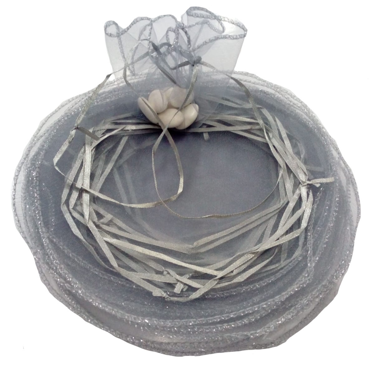 Sachet en organza argenté pour riz et pétales