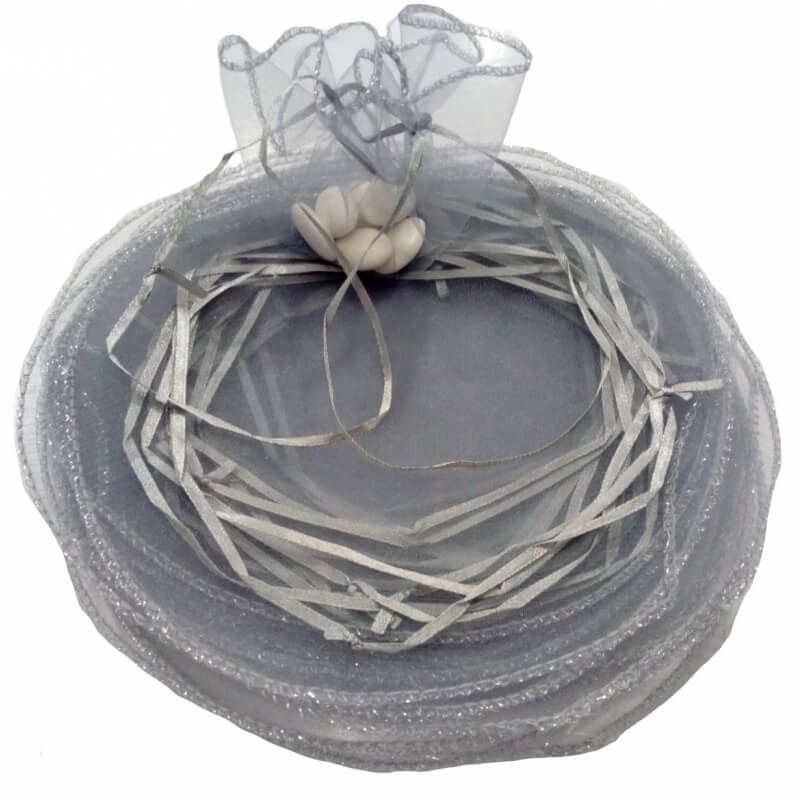 Sachet en organza argenté pour riz et pétales