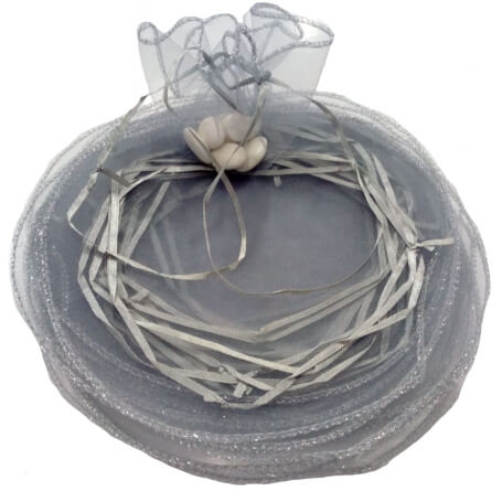 Sachet en organza argenté pour riz et pétales