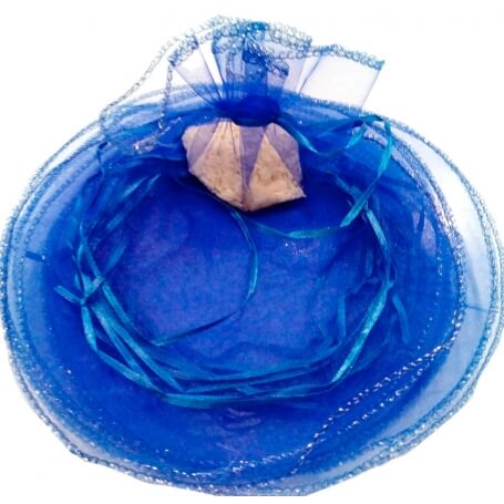 Sac en organza rond bleu électrique.