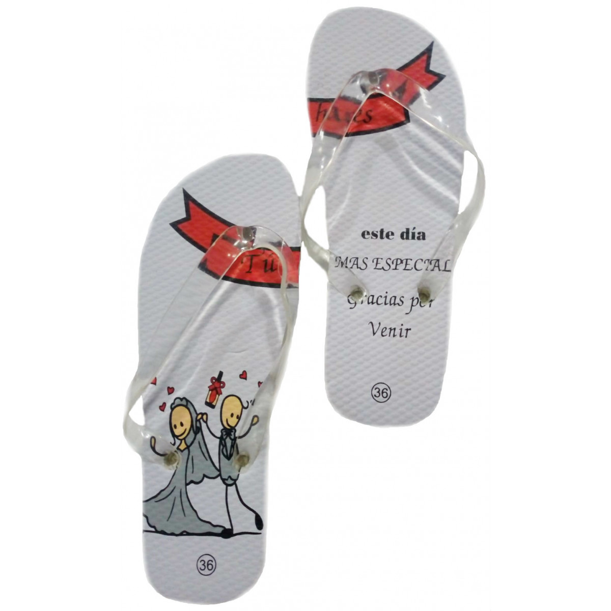 Chaussons de mariage avec phrases et mariés