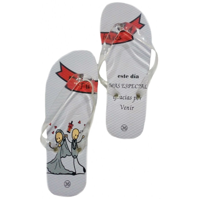 Chaussons de mariage avec phrases et mariés