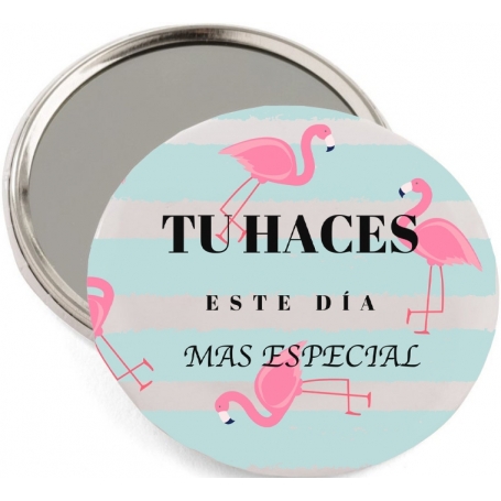 Miroir de poche avec design de flamants roses